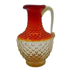 Vintage Kanawha Amberina Hobnail Hand Blown Glass Pitcher MCM Collectible